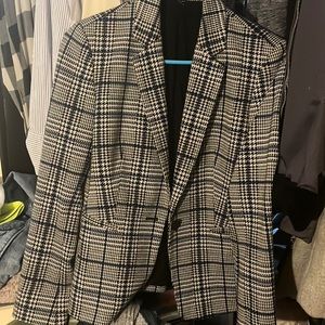 Gingham/ plaid stretch fit blazer